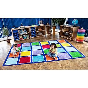 Rainbow Squares Rectangular Placement Carpet