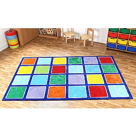 Rainbow Squares Rectangular Placement Carpet