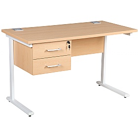 Horizon Compact Cantilever Office Desks With Single Fixed Pedestal - Office Desks