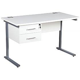 Horizon Compact Cantilever Office Desks With Single Fixed Pedestal - Office Desks