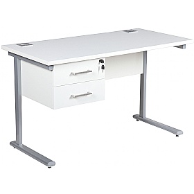 Horizon Compact Cantilever Office Desks With Single Fixed Pedestal - Office Desks