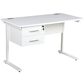 Horizon Compact Cantilever Office Desks With Single Fixed Pedestal - Office Desks