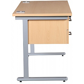 Horizon Compact Cantilever Office Desks With Single Fixed Pedestal - Office Desks
