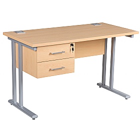 Horizon Compact Deluxe Rectangular Cantilever Office Desks With Single Fixed Ped