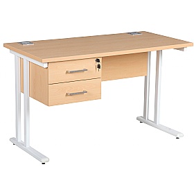 Horizon Compact Deluxe Rectangular Cantilever Office Desks With Single Fixed Ped
