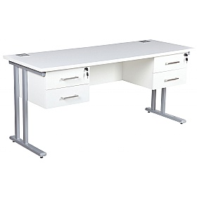Horizon Compact Deluxe Rectangular Cantilever Office Desks With Double Fixed Ped