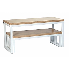 Cube Hoop Leg Dining Table and Bench Set