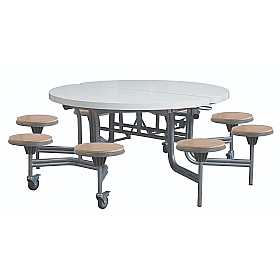 8 Seat Primo Round Mobile Folding Table with Stools