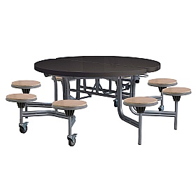 8 Seat Primo Round Mobile Folding Table with Stools
