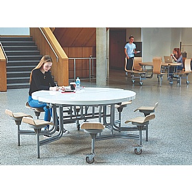 8 Seat Primo Round Mobile Folding Table with Lipped Seats