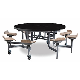 8 Seat Primo Round Mobile Folding Table with Lipped Seats