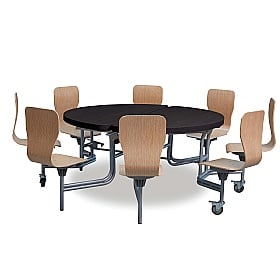 8 Seat Primo Round Mobile Folding Table with Chairs