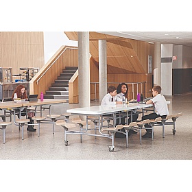 12 Seat Primo Rectangular Mobile Folding Table with Lipped Seats