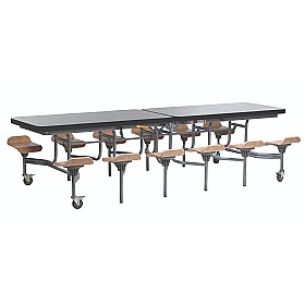 12 Seat Primo Rectangular Mobile Folding Table with Lipped Seats
