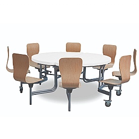 8 Seat Primo Round Mobile Folding Table with Chairs