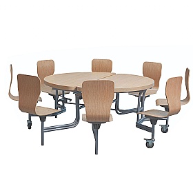 8 Seat Primo Round Mobile Folding Table with Chairs