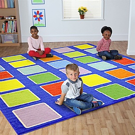 Rainbow Squares Large Placement Carpet