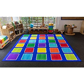 Rainbow Squares Large Placement Carpet - School Furniture