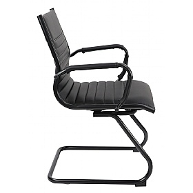Bari Noir Medium Back Leather Faced Visitor Office Chairs