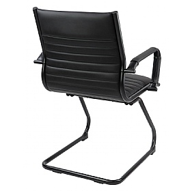 Bari Noir Medium Back Leather Faced Visitor Office Chairs