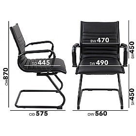 Bari Noir Medium Back Leather Faced Visitor Office Chairs
