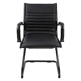 Bari Noir Medium Back Leather Faced Visitor Office Chairs