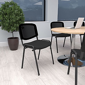 Taurus Black Frame Mesh Back Stacking Conference Chairs