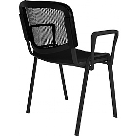 Taurus Black Frame Mesh Back Stacking Conference Chairs with Arms