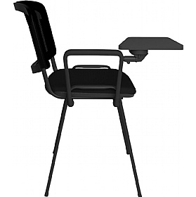 Taurus Black Frame Mesh Back Stacking Conference Chairs with Writing Tablet