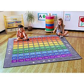 Rainbow 100 Square Counting Grid Carpet - School Furniture