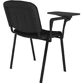 Taurus Black Frame Stacking Conference Chairs with Writing Tablet - Pack of 4
