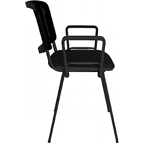 Taurus Black Frame Mesh Back Stacking Conference Chairs with Arms - Pack of 4