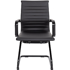 Aura Noir Medium Back Bonded Leather Visitor Chairs
