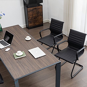 Aura Noir Medium Back Bonded Leather Visitor Chairs