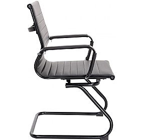 Aura Noir Medium Back Bonded Leather Visitor Chairs
