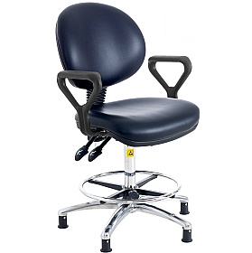 ESD Static Dissipative Deluxe Ergonomic Vinyl Draughtsman Chairs