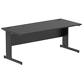 Onyx Black Rectangular Cable Managed Office Desks