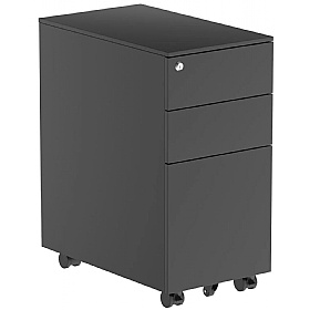 Obsidian Black Slimline Steel Under Desk Drawer Pedestals