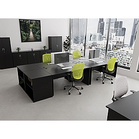 Raven Black Panel End Rectangular Office Desks