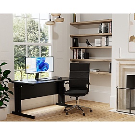 Onyx Black Rectangular Cable Managed Office Desks