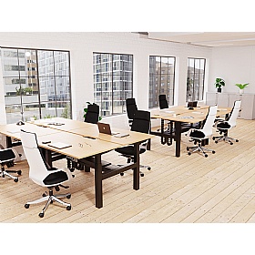 Air Shallow Electric Height Adjustable 4 Person Rectangular Back to Back Desks