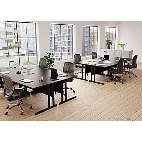 Air Shallow Electric Height Adjustable 4 Person Rectangular Back to Back Desks