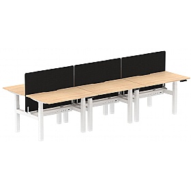 Air Electric Height Adjustable 6 Person Rectangular Back to Back Desks - Office Desks