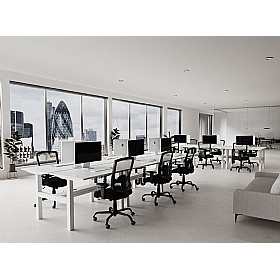 Air Electric Height Adjustable 6 Person Rectangular Back to Back Desks - Office Desks