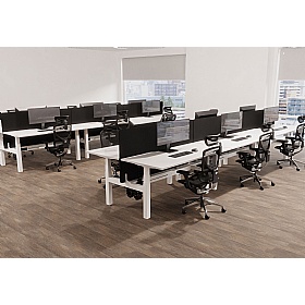 Air Electric Height Adjustable 6 Person Rectangular Back to Back Desks - Office Desks