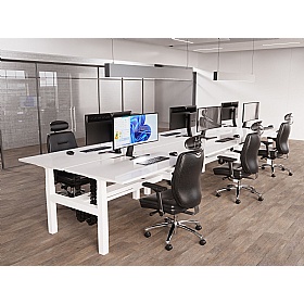 Air Electric Height Adjustable 6 Person Rectangular Back to Back Desks - Office Desks