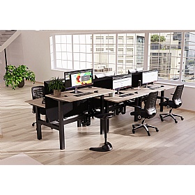 Air Electric Height Adjustable 6 Person Rectangular Back to Back Desks - Office Desks
