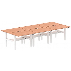 Air Electric Height Adjustable 6 Person Rectangular Back to Back Desks - Office Desks