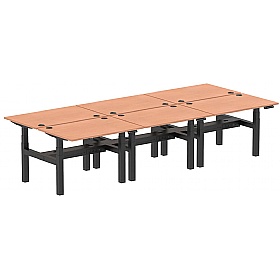 Air Electric Height Adjustable 6 Person Rectangular Back to Back Desks - Office Desks