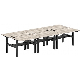 Air Electric Height Adjustable 6 Person Rectangular Back to Back Desks - Office Desks